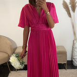 ROBE SATIN FUCHSIA ALBA - La Petite Somptueuse