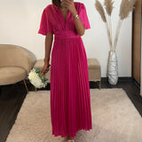 ROBE SATIN FUCHSIA ALBA - La Petite Somptueuse