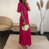 ROBE SATIN FUCHSIA ALBA - La Petite Somptueuse