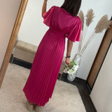 ROBE SATIN FUCHSIA ALBA - La Petite Somptueuse