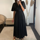 ROBE SATIN NOIRE ALBA - La Petite Somptueuse