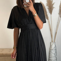 ROBE SATIN NOIRE ALBA - La Petite Somptueuse