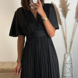 ROBE SATIN NOIRE ALBA - La Petite Somptueuse