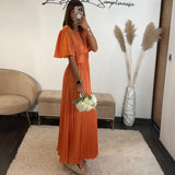 ROBE SATIN ORANGE ALBA - La Petite Somptueuse