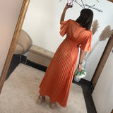 ROBE SATIN ORANGE ALBA - La Petite Somptueuse