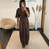 ROBE SATIN POIS CHOCO ALMA - La Petite Somptueuse