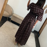 ROBE SATIN POIS CHOCO ALMA - La Petite Somptueuse