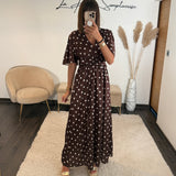 ROBE SATIN POIS CHOCO ALMA - La Petite Somptueuse