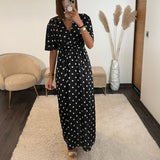 ROBE SATIN POIS NOIR ALMA - La Petite Somptueuse