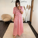 ROBE SATIN POIS ROSE ALMA - La Petite Somptueuse