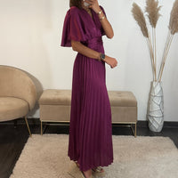 ROBE SATIN PRUNE ALBA - La Petite Somptueuse