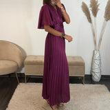 ROBE SATIN PRUNE ALBA - La Petite Somptueuse