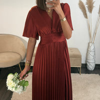 ROBE SATIN TERRACOTTA ALBA - La Petite Somptueuse