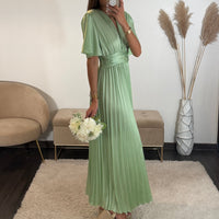 ROBE SATIN VERT D'EAU ALBA - La Petite Somptueuse