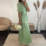 ROBE SATIN VERT D'EAU ALBA - La Petite Somptueuse