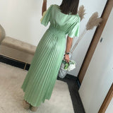 ROBE SATIN VERT D'EAU ALBA - La Petite Somptueuse