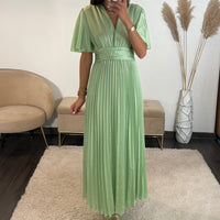 ROBE SATIN VERT D'EAU ALBA - La Petite Somptueuse