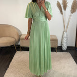 ROBE SATIN VERT D'EAU ALBA - La Petite Somptueuse