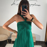 ROBE SATIN VERT SAPIN GLORIA - La Petite Somptueuse