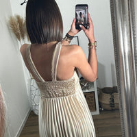 ROBE SATINEE CHAMPAGNE CLAUDIA - La Petite Somptueuse