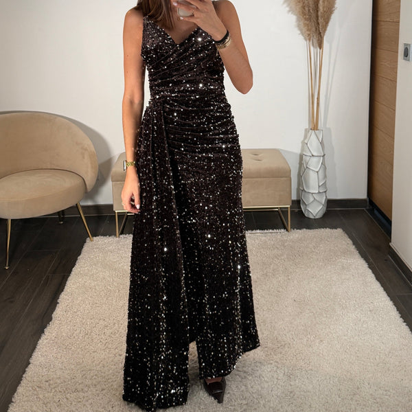 ROBE SHINY CHOCO DIANE - La Petite Somptueuse