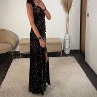 ROBE SHINY CHOCO DIANE - La Petite Somptueuse