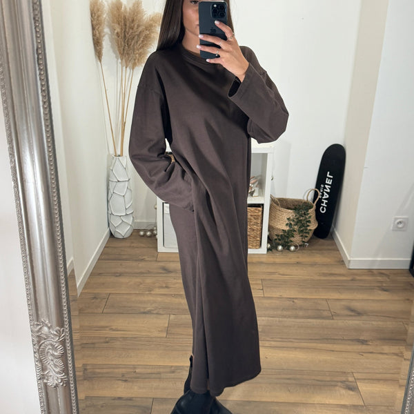 ROBE SWEAT CHOCOLAT MEGANE - La Petite Somptueuse