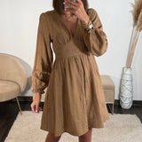 ROBE TAUPE ALEXANDRA - La Petite Somptueuse