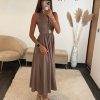 ROBE TAUPE CORRINA - La Petite Somptueuse