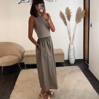 ROBE TAUPE RAYE JESSY - La Petite Somptueuse