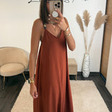 ROBE TERRACOTTA PERLES - La Petite Somptueuse