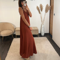 ROBE TERRACOTTA PERLES - La Petite Somptueuse