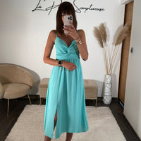 ROBE VERT D'EAU MYRIAM - La Petite Somptueuse