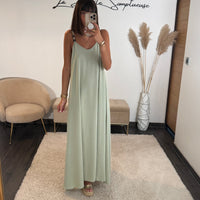 ROBE VERT D'EAU PERLES - La Petite Somptueuse