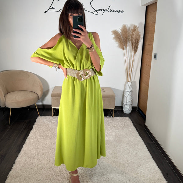 ROBE VERT POMME MELISSA - La Petite Somptueuse