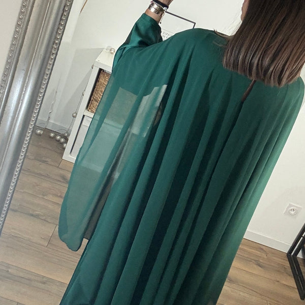 ROBE VERT SAPIN SATINE CORALINE - La Petite Somptueuse