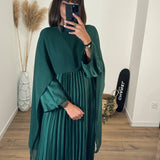 ROBE VERT SAPIN SATINE CORALINE - La Petite Somptueuse