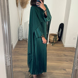 ROBE VERT SAPIN SATINE CORALINE - La Petite Somptueuse