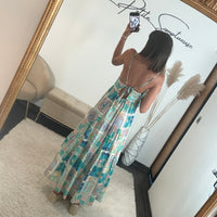 ROBE VERTE/BLEUE VALENCIA - La Petite Somptueuse