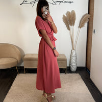 ROBE VIEUX ROSE CHLOE - La Petite Somptueuse