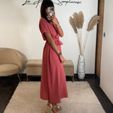 ROBE VIEUX ROSE CHLOE - La Petite Somptueuse