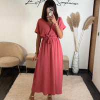 ROBE VIEUX ROSE CHLOE - La Petite Somptueuse