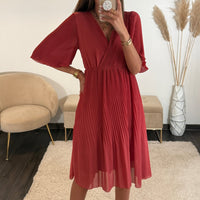 ROBE VIEUX ROSE/TERRACOTTA HILONA - La Petite Somptueuse