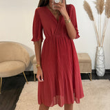 ROBE VIEUX ROSE/TERRACOTTA HILONA - La Petite Somptueuse