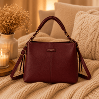 SAC A MAIN BORDEAUX ANSE CORDONS - La Petite Somptueuse