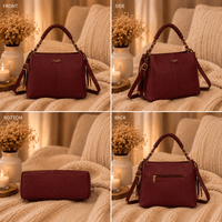 SAC A MAIN BORDEAUX ANSE CORDONS - La Petite Somptueuse