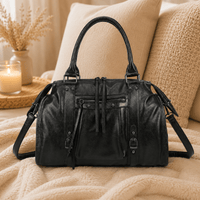SAC A MAIN METALLISE NOIR SHINY - La Petite Somptueuse