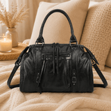 SAC A MAIN METALLISE NOIR SHINY - La Petite Somptueuse