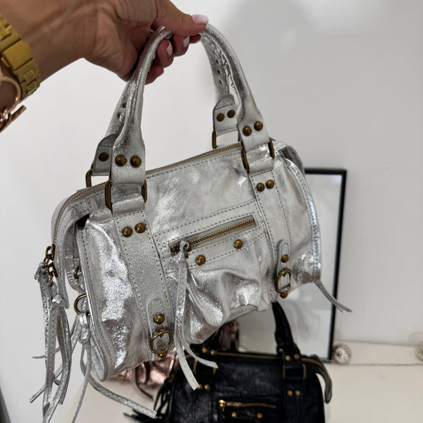 SAC EN CUIR ARGENT SMALL KARL - La Petite Somptueuse