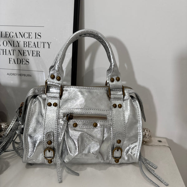 SAC EN CUIR ARGENT SMALL KARL - La Petite Somptueuse